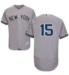 Men's Majestic New York Yankees #15 Thurman Munson Grey Road Flex Base Authentic Collection MLB Jersey