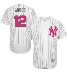 Men's Majestic New York Yankees #12 Wade Boggs Authentic White 2016 Mother's Day Fashion Flex Base MLB Jersey