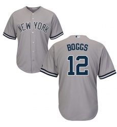 Youth Majestic New York Yankees #12 Wade Boggs Replica Grey Road MLB Jersey