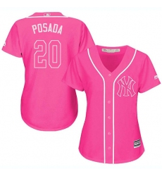 Women's Majestic New York Yankees #20 Jorge Posada Replica Pink Fashion Cool Base MLB Jersey