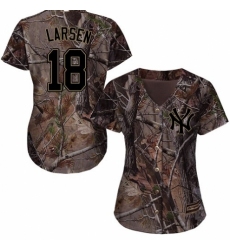 Women's Majestic New York Yankees #18 Don Larsen Authentic Camo Realtree Collection Flex Base MLB Jersey