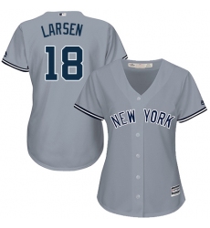Women's Majestic New York Yankees #18 Don Larsen Authentic Grey Road MLB Jersey