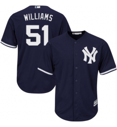 Youth Majestic New York Yankees #51 Bernie Williams Authentic Navy Blue Alternate MLB Jersey