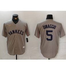 Men's New York Yankees #5 Joe DiMaggio Name Grey Stitched Nike Throwback Jersey