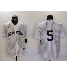 Men's New York Yankees #5 Joe DiMaggio White No Name Cool Base Stitched Jersey