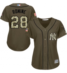 Women's Majestic New York Yankees #28 Austin Romine Replica Green Salute to Service MLB Jersey