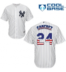 Men's Majestic New York Yankees #24 Gary Sanchez Authentic White USA Flag Fashion MLB Jersey