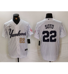 Men's New York Yankees #22 Juan Soto White Pinstripe Fashion Cool Base Jerseys