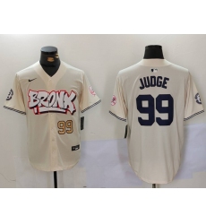 Men's New York Yankees #99 Aaron Judge Cream Limited Stitched Baseball Jerseys