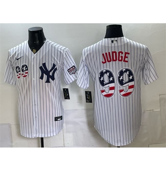 Men's New York Yankees #99 Aaron Judge White USA 250 Fourth of July Home Stadium Stitched Baseball Jersey