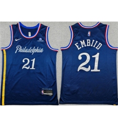 Men's Philadelphia 76ers #21 Joel Embiid Navy 2025-26 City Edition Stitched Jersey