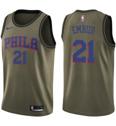 Youth Nike Philadelphia 76ers #21 Joel Embiid Swingman Green Salute to Service NBA Jersey