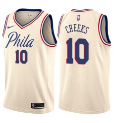 Men's Nike Philadelphia 76ers #10 Maurice Cheeks Authentic Cream NBA Jersey - City Edition