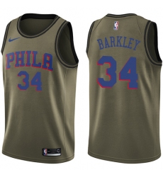 Youth Nike Philadelphia 76ers #34 Charles Barkley Swingman Green Salute to Service NBA Jersey