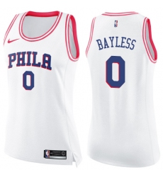 Women's Nike Philadelphia 76ers #0 Jerryd Bayless Swingman White/Pink Fashion NBA Jersey