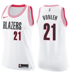 Women's Nike Portland Trail Blazers #21 Noah Vonleh Swingman White/Pink Fashion NBA Jersey