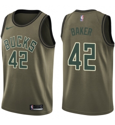 Men's Nike Milwaukee Bucks #42 Vin Baker Swingman Green Salute to Service NBA Jersey