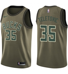 Youth Nike Milwaukee Bucks #35 Mirza Teletovic Swingman Green Salute to Service NBA Jersey