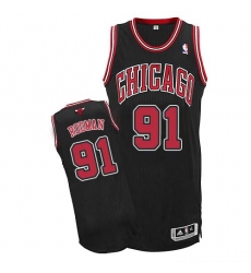 Men's Adidas Chicago Bulls #91 Dennis Rodman Authentic Black Alternate NBA Jersey