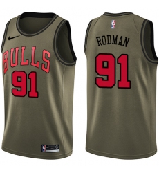 Men's Nike Chicago Bulls #91 Dennis Rodman Swingman Green Salute to Service NBA Jersey