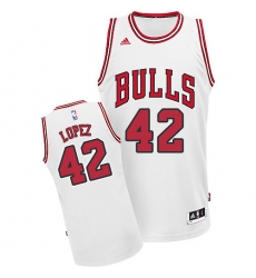 Men's Adidas Chicago Bulls #42 Robin Lopez Swingman White Home NBA Jersey