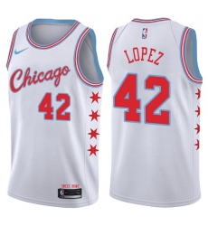 Men's Nike Chicago Bulls #42 Robin Lopez Authentic White NBA Jersey - City Edition