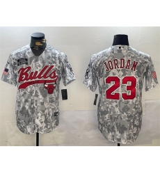 Men's Chicago Bulls #23 Michael Jordan 2024 Arctic Camo Salute To Service Stitched Baseball Jersey