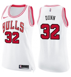 Women's Nike Chicago Bulls #32 Kris Dunn Swingman White/Pink Fashion NBA Jersey