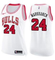 Women's Nike Chicago Bulls #24 Lauri Markkanen Swingman White/Pink Fashion NBA Jersey