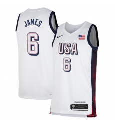 Men's USA Basketball #6 LeBron James White 2024 Swingman Stitched Jersey