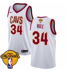 Men's Nike Cleveland Cavaliers #34 Tyrone Hill Authentic White 2018 NBA Finals Bound NBA Jersey - Association Edition