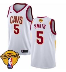 Men's Nike Cleveland Cavaliers #5 J.R. Smith Authentic White 2018 NBA Finals Bound NBA Jersey - Association Edition