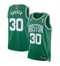 Men's Boston Celtics #30 Sam Hauser Kelly Green 2024 Finals Champions Icon Edition Stitched Basketball Jersey