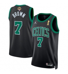 Men's Boston Celtics #7 Jaylen Brown Black 2024 Finals Champions Statement Edition Stitched Basketball Jersey