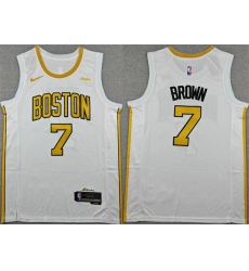 Men's Boston Celtics #7 Jaylen Brown White 2025-26 City Edition Stitched Basketball Jersey