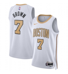 Men's Boston Celtics #7 Jaylen Brown White 2025-26 City Edition Swingman Stitched Basketball Jersey