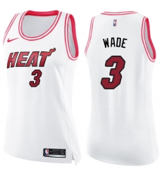 Women's Nike Miami Heat #3 Dwyane Wade Swingman White/Pink Fashion NBA Jersey