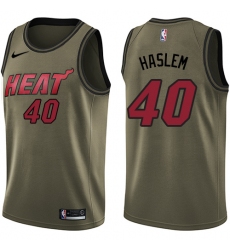 Men's Nike Miami Heat #40 Udonis Haslem Swingman Green Salute to Service NBA Jersey