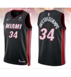 Men's Miami Heat #34 Giannis Antetokounmpo Black 2025 Icon Edition Swingman Stitched Basketball Jersey