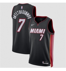 Men's Miami Heat #7 Giannis Antetokounmpo Black 2026 Icon Edition Swingman Stitched Jersey