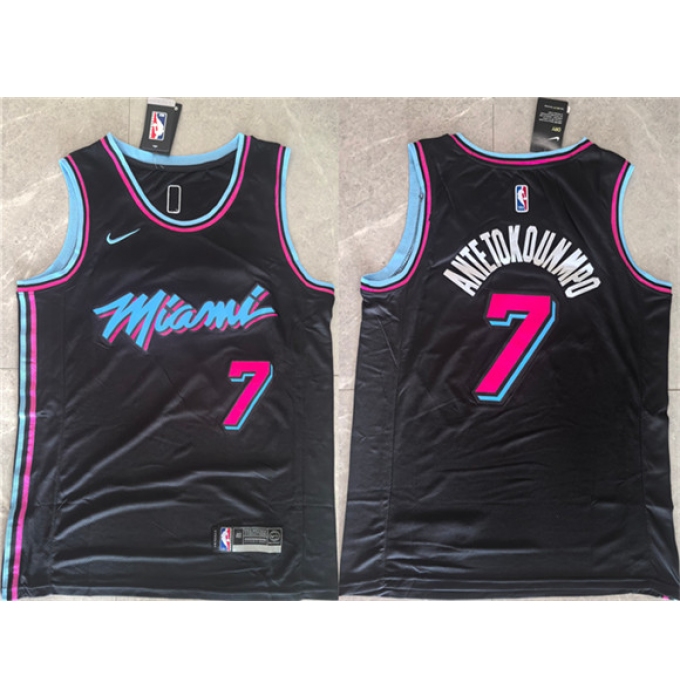 Men's Miami Heat #7 Giannis Antetokounmpo Black 2026 Original Vice Nights Swingman Stitched Basketball Jersey