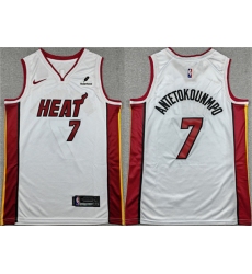 Men's Miami Heat #7 Giannis Antetokounmpo White 2026 Association Edition Swingman Stitched Basketball Jersey