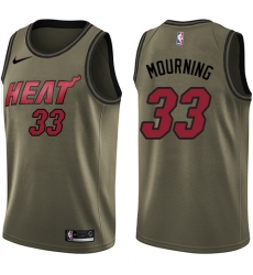 Men's Nike Miami Heat #33 Alonzo Mourning Swingman Green Salute to Service NBA Jersey