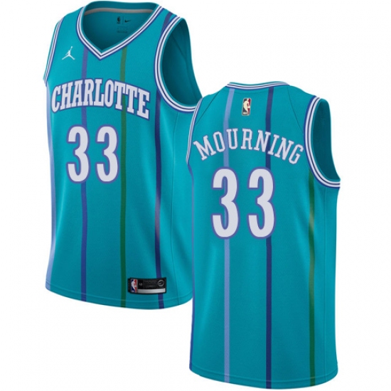 Men's Nike Jordan Charlotte Hornets #33 Alonzo Mourning Swingman Aqua ...