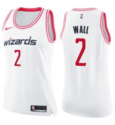 Women's Nike Washington Wizards #2 John Wall Swingman White/Pink Fashion NBA Jersey