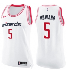 Women's Nike Washington Wizards #5 Juwan Howard Swingman White/Pink Fashion NBA Jersey