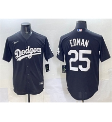 Men's Los Angeles Dodgers #25 Tommy Edman Black Stitched Baseball Jersey