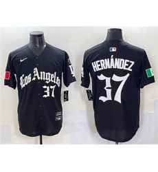 Men's Los Angeles Dodgers #37 Teoscar Hernández Black 2025 LA Gothic Style With Fernando Patch Vapor Premier Limited Stitched Baseball Jersey