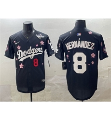 Men's Los Angeles Dodgers #8 Enrique Hernández Black 2025 World Series Tokyo Series Limited Stitched Baseball Jersey