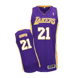 Men's Adidas Los Angeles Lakers #21 Michael Cooper Authentic Purple Road NBA Jersey